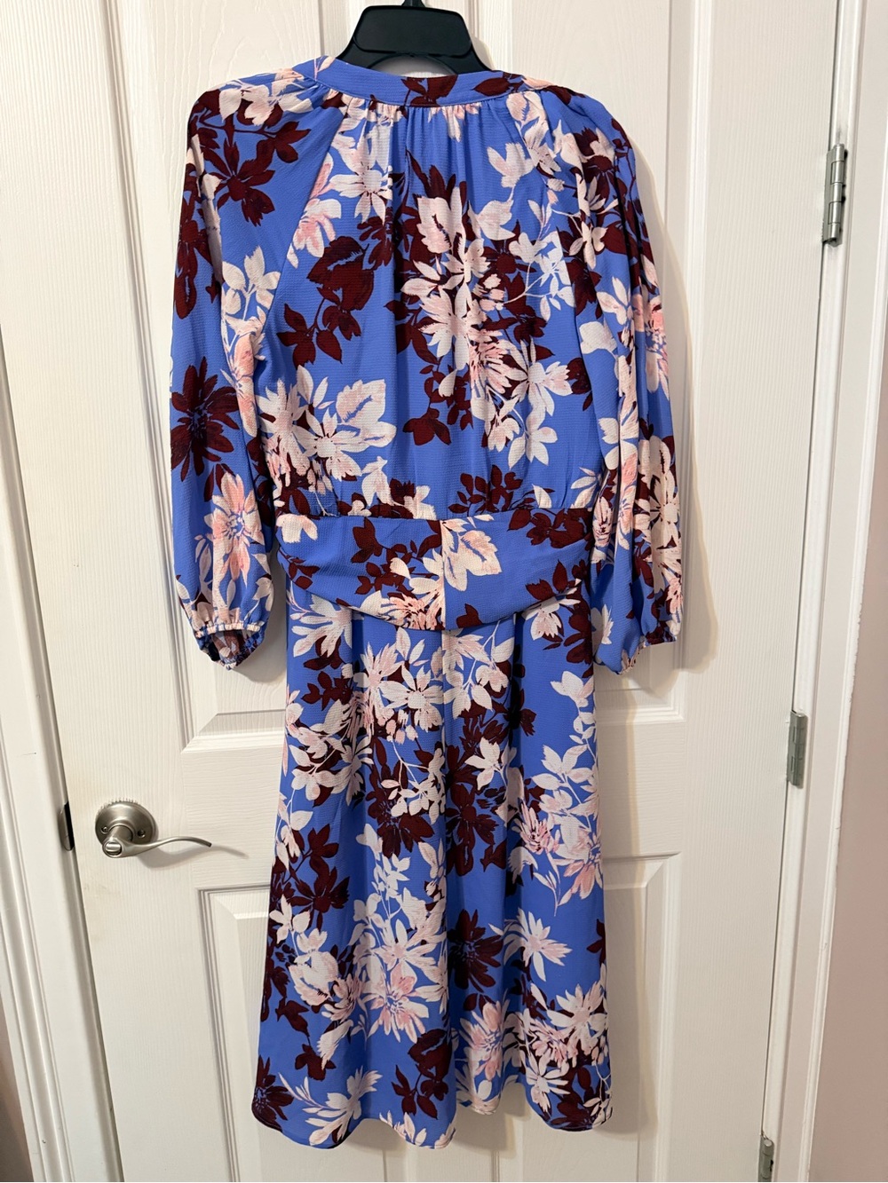 Vince Camuto Blue Floral Tie-Waist Midi Dress - Picture 4 of 4